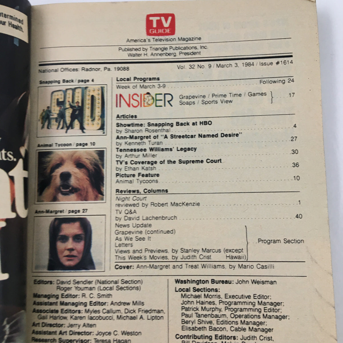 TV Guide Magazine March 3 1984 Ann-Margret & Treat Williams L.A. Edition