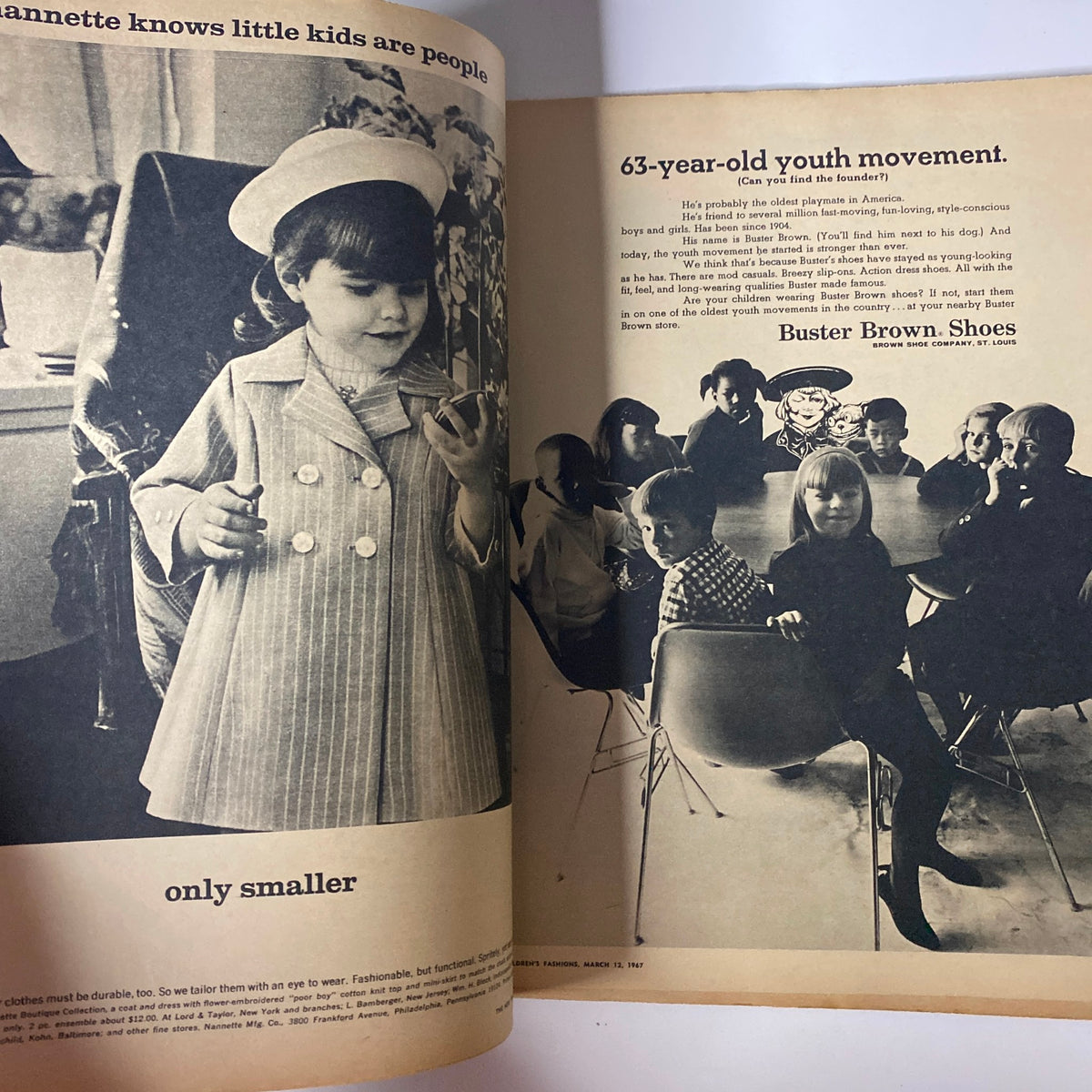 March 12, 1967 The New York Times Magazine highlighting a young girl in a stylish coat, reflecting the contemporary youth fashion trends of the late 1960s.