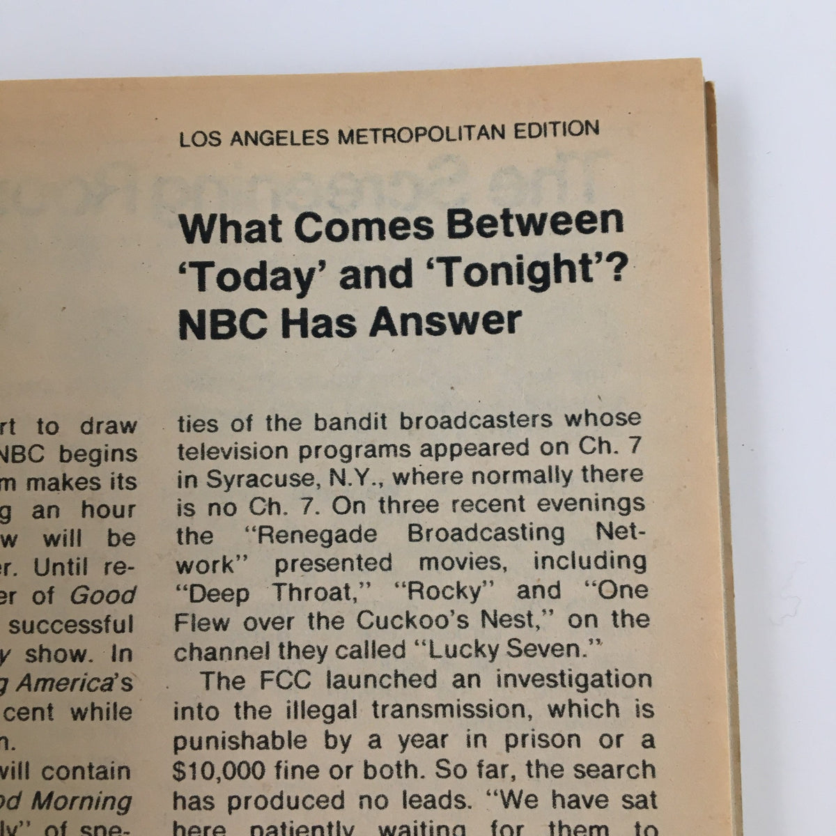 TV Guide Magazine May 6 1978 cover featuring an article titled 'What Comes Between Today and Tonight? NBC Has Answer', discussing television programming shifts and the influence of bandit broadcasters.