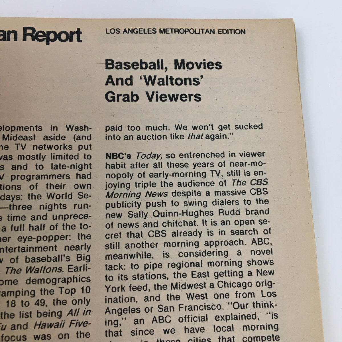 Another interior page of TV Guide Magazine November 3, 1973 discussing viewer trends with a focus on television shows like 'The Waltons' and network competition.