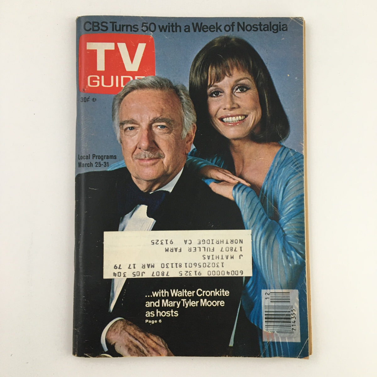 TV Guide Magazine cover from March 25, 1978, featuring Walter Cronkite and Mary Tyler Moore, highlighting classic television moments for the Los Angeles edition.