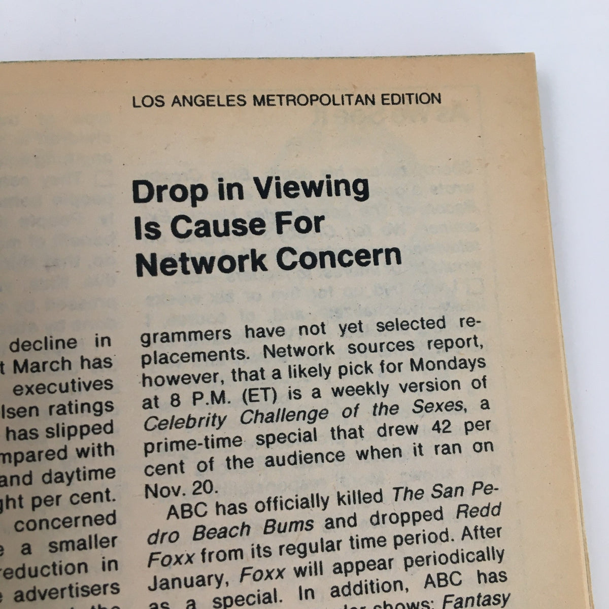 Another inside page of TV Guide Magazine December 10 1977 discussing network television viewing concerns and show cancellations.