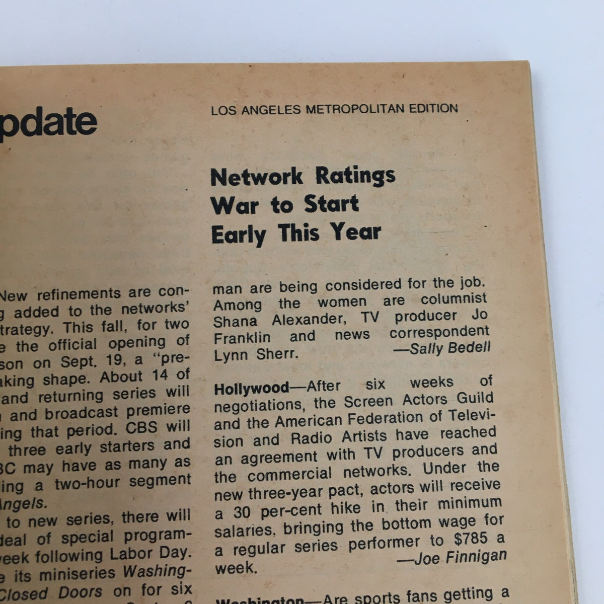 Editorial update page from TV Guide Magazine July 16 1977, discussing network ratings and upcoming shows, reflecting trends in television programming during the late 1970s.
