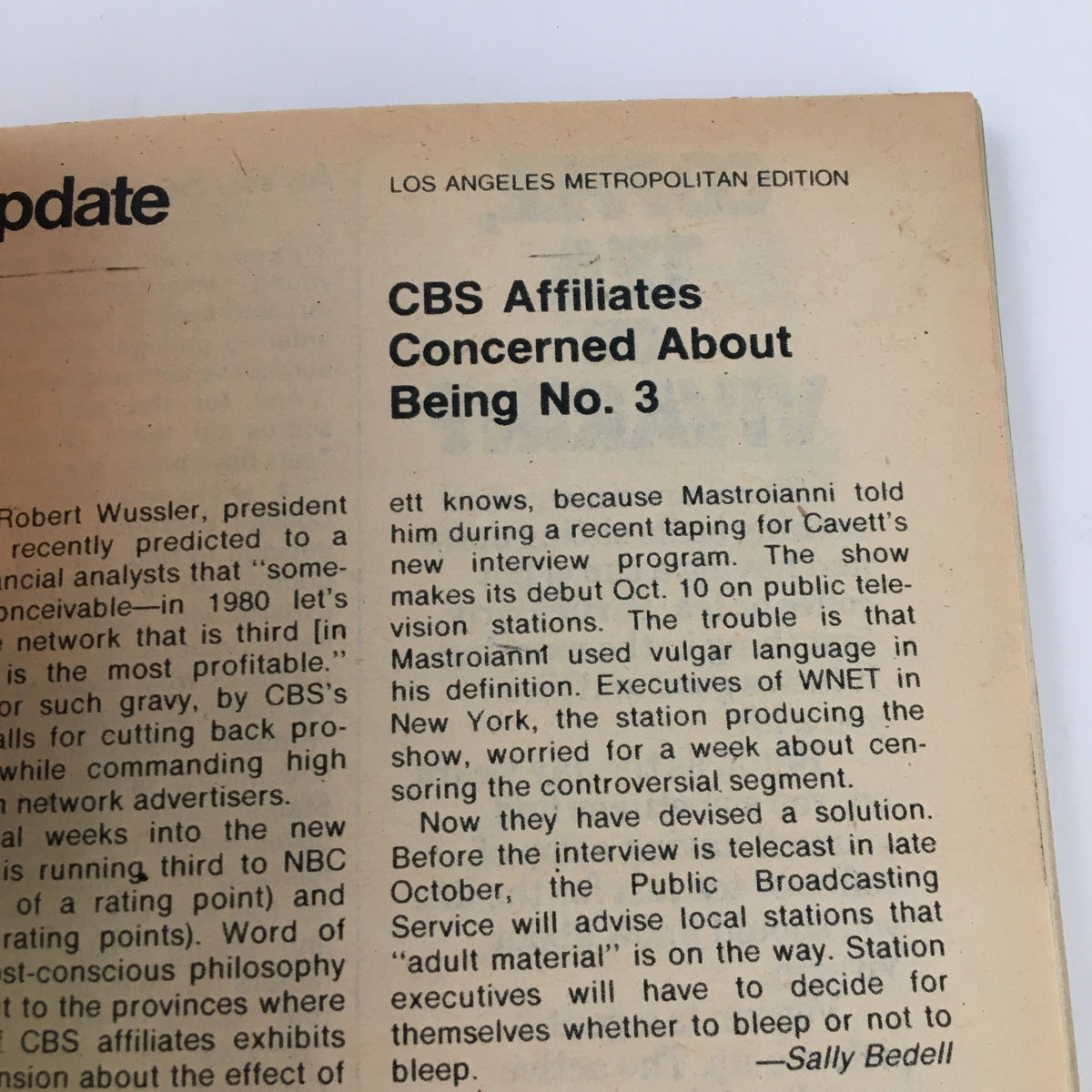 CBS affiliates update article from TV Guide Magazine October 8 1977 discussing concerns about network ratings.