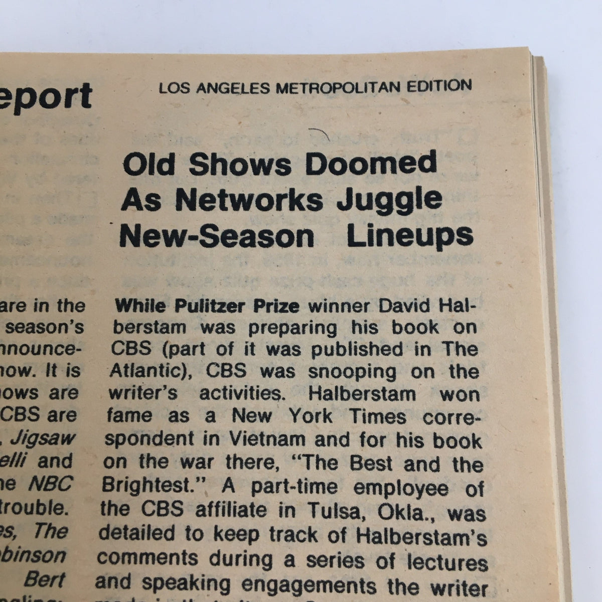 Another inside page of TV Guide Magazine April 3 1976 featuring a report on network television lineups and the impact on older shows.
