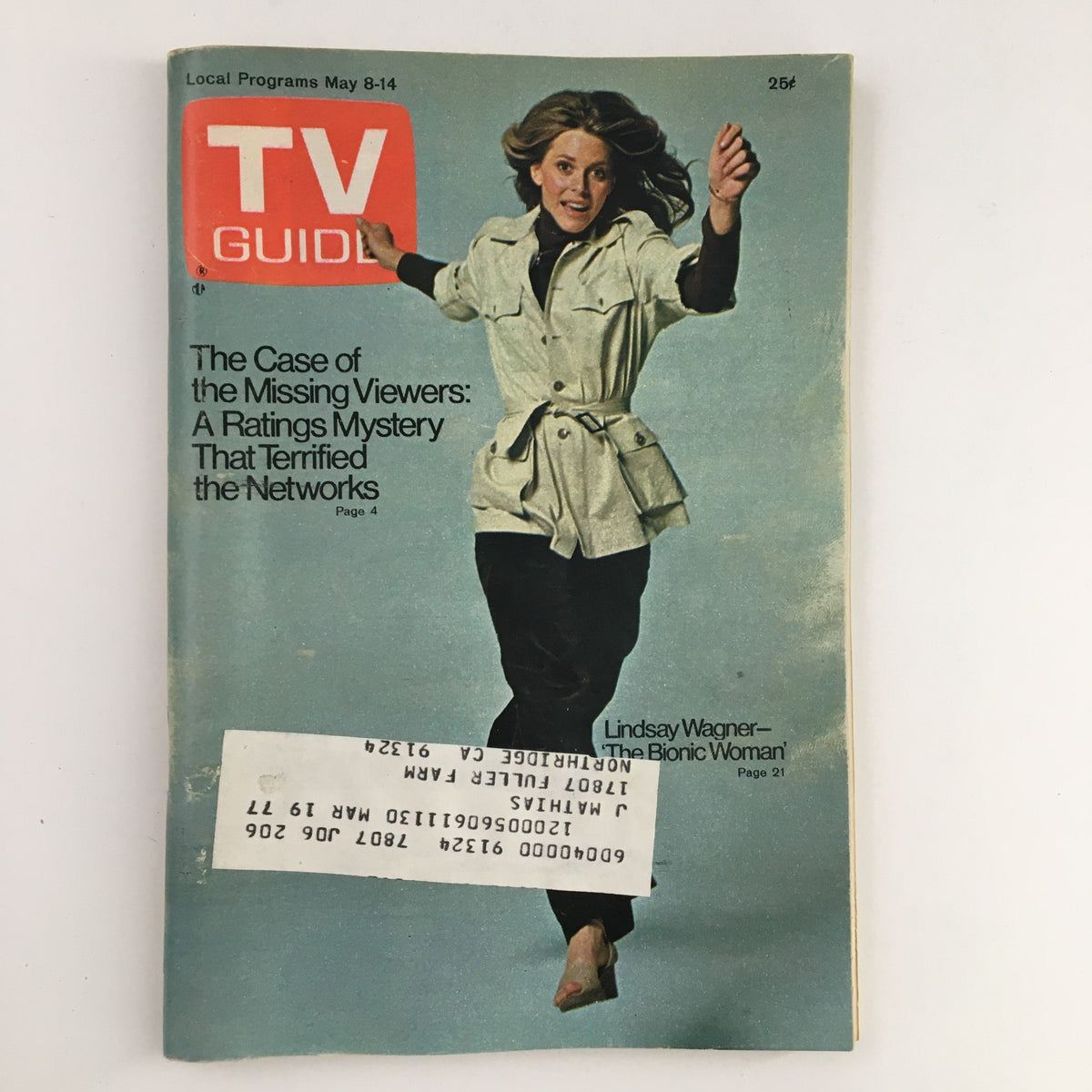 Cover of TV Guide Magazine May 8 1976 featuring Lindsay Wagner as The Bionic Woman showcasing a pivotal moment in 1970s television history.