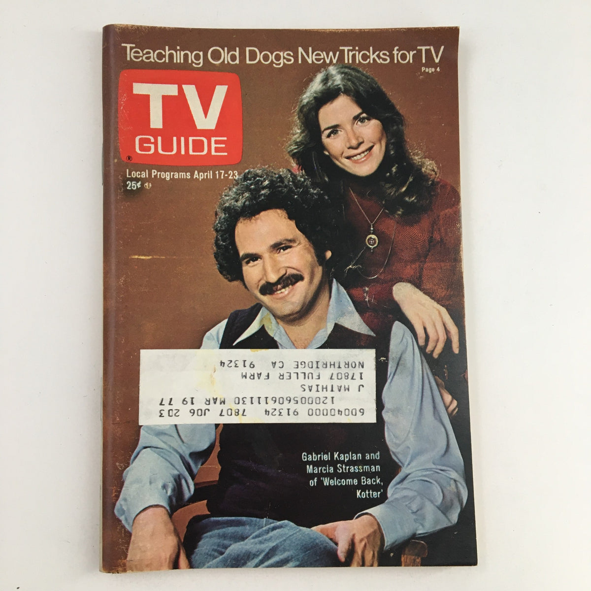 TV Guide Magazine April 17 1976 featuring Gabriel Kaplan and Marcia Strassman, Los Angeles edition, showcasing pop culture from the 1970s.