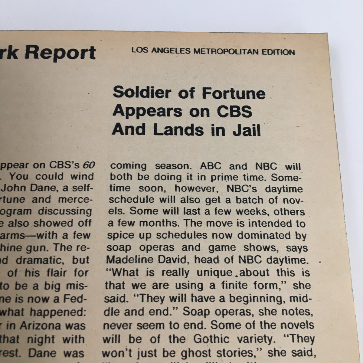 Article excerpt from TV Guide Magazine July 3 1976, discussing television programs and features in the Los Angeles metropolitan edition.