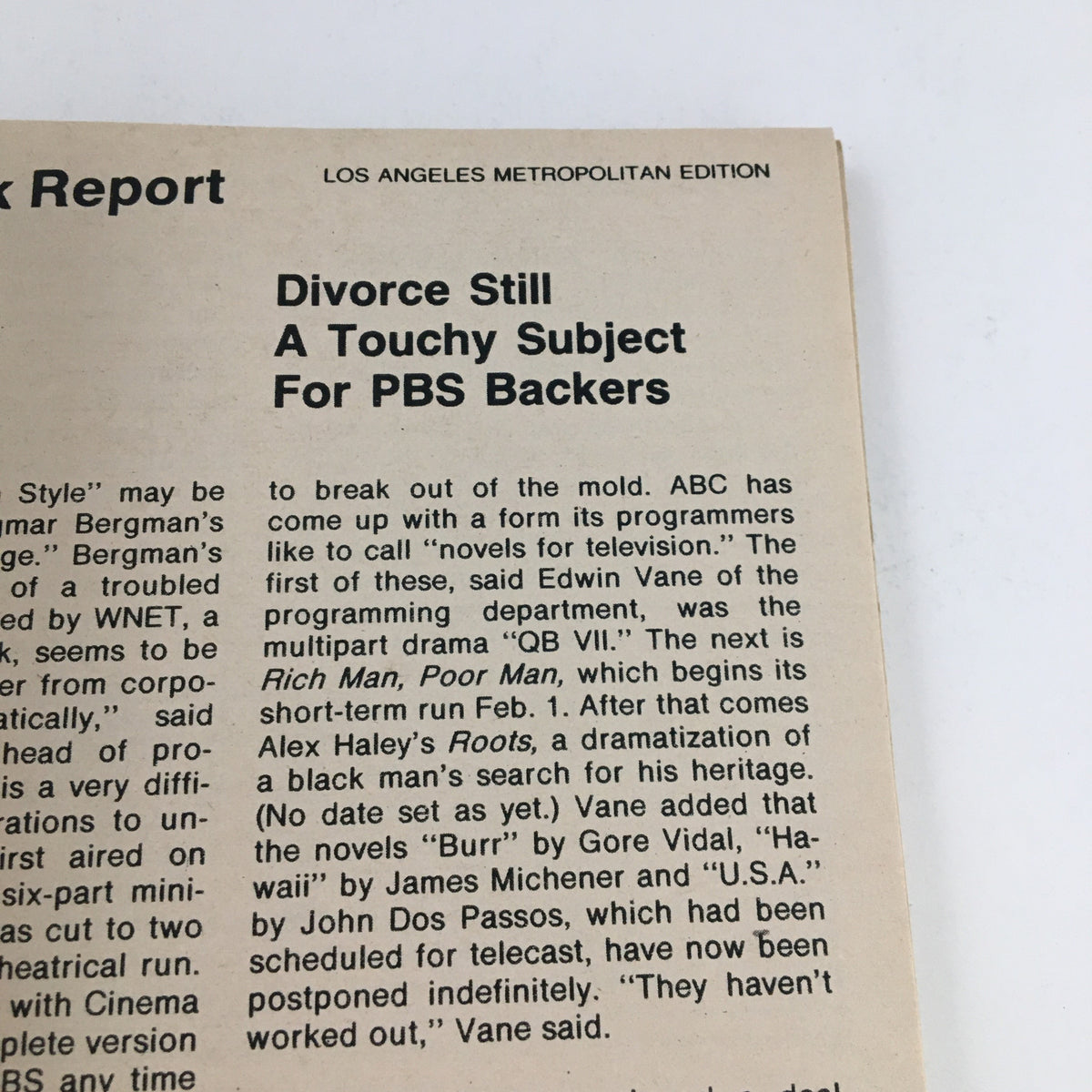 Article excerpt from TV Guide Magazine January 31 1976 discussing programming and television trends, including insights relevant to PBS and cultural programming.