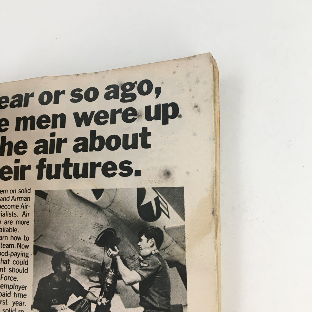 Interior page of the TV Guide Magazine September 4, 1976, highlighting an article about airmen in the military, showcasing vintage design and typography reflecting the era.