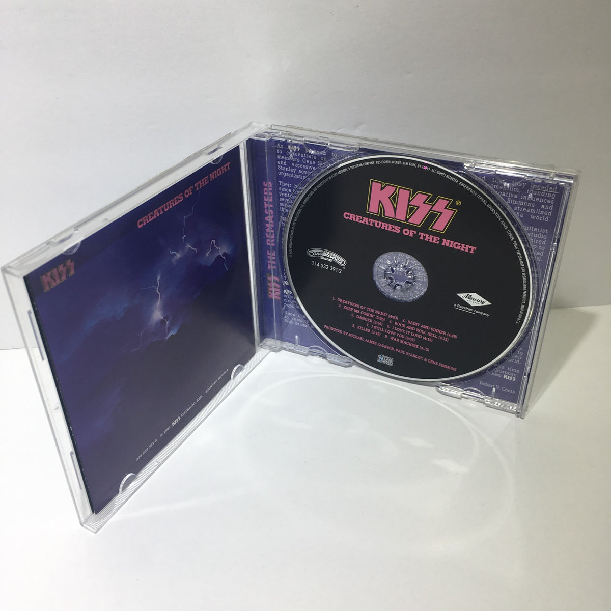 Kiss: Creatures Of The Night (Remastered) Audio CD open display showing the disc and cover artwork.
