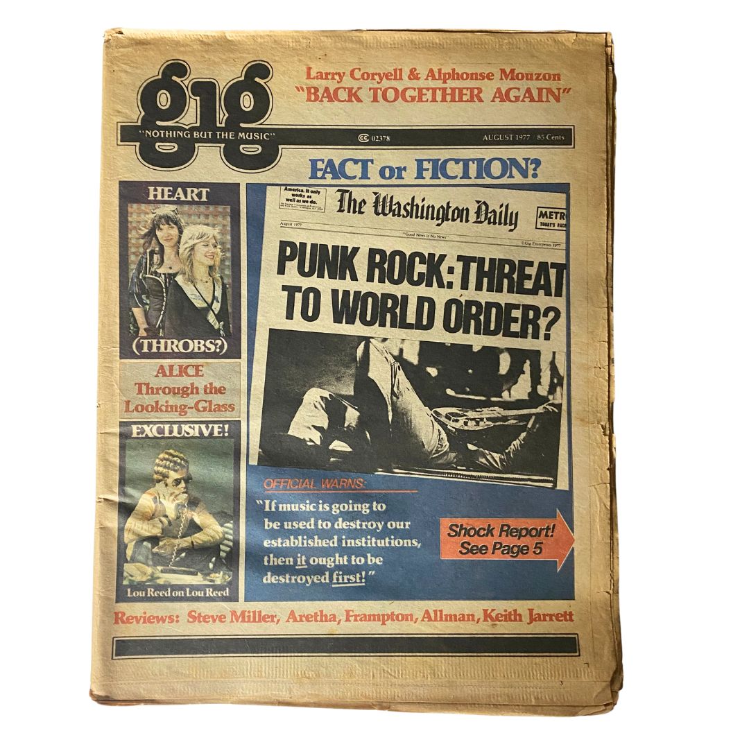 Vintage Gig The Music Magazine August 1977 Alice and Lou Reed Hearth Throbs No Label
