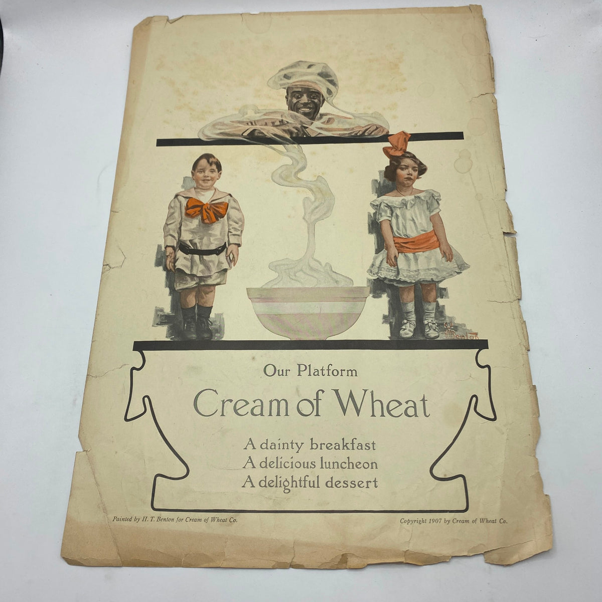VTG The Ladies Home Journal Cover February 1914 The Girls' Number featuring charming illustrations of children and a chef promoting Cream of Wheat as a delightful breakfast and luncheon option.