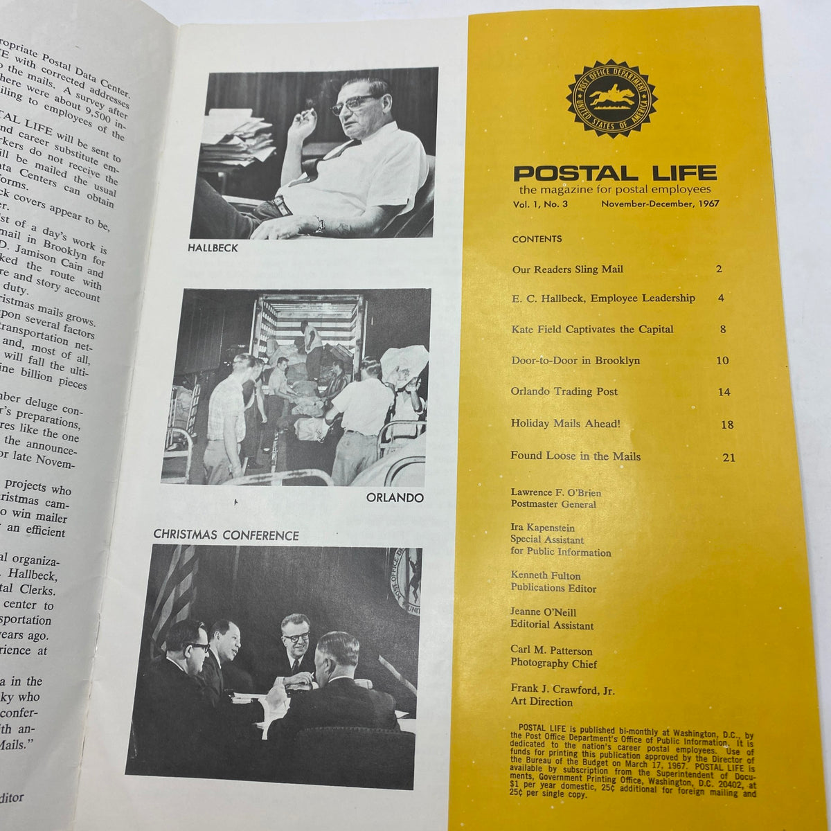 Vintage Postal Life Magazine November 1967 E. C. Hallbeck, Employee Leadership