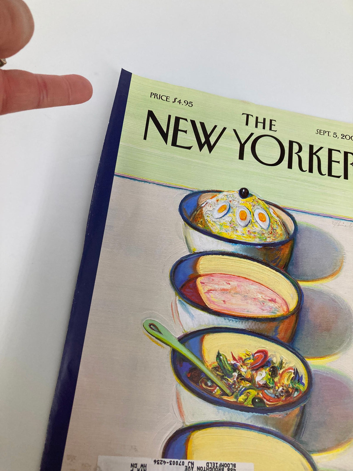 Cover of The New Yorker magazine dated September 5, 2005, featuring a Bowl of Ramen by Wayne Thiebaud, showcasing vibrant colors and artistic detail.