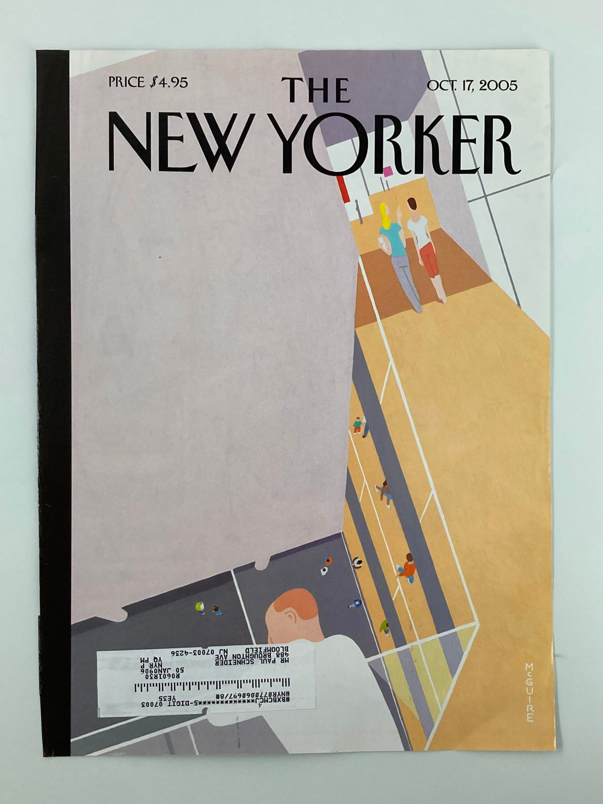 Cover of The New Yorker dated October 17, 2005 designed by Richard McGuire, showcasing a vibrant and abstract representation of people and space.