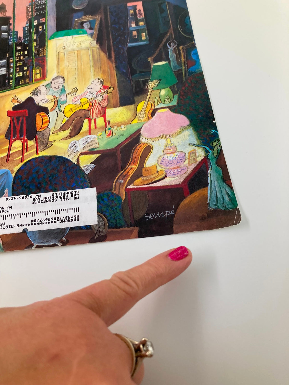 Cover of The New Yorker magazine from March 13, 2006, titled 'Three Amigos' by Jean-Jacques Sempe. The illustration features a vibrant scene with characters and detailed furnishings in an indoor setting. The cover is slightly worn with a partial label visible.