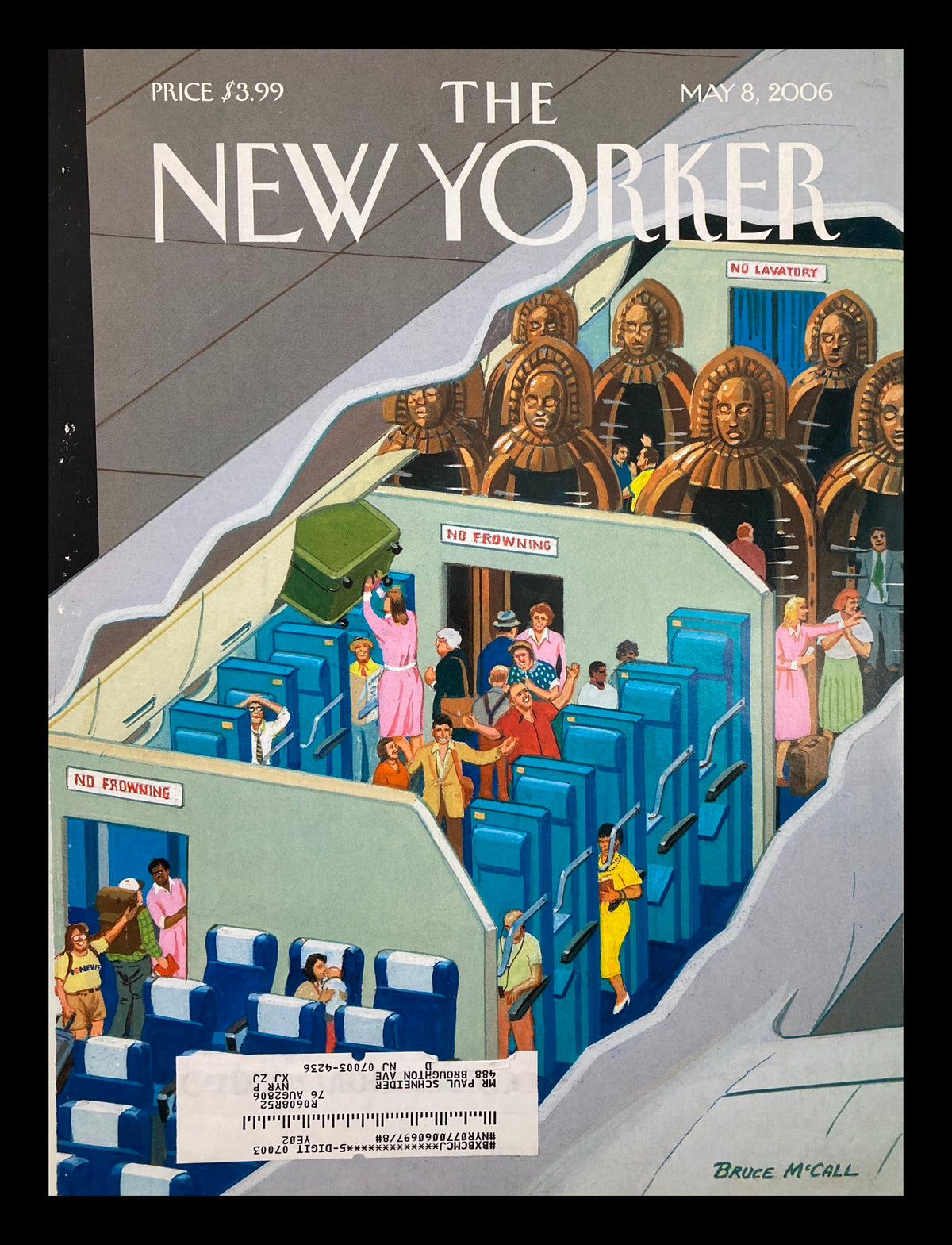COVER ONLY The New Yorker May 8 2006, an artistic illustration by Bruce McCall depicting innovative travel scenarios with vibrant colors and whimsical characters