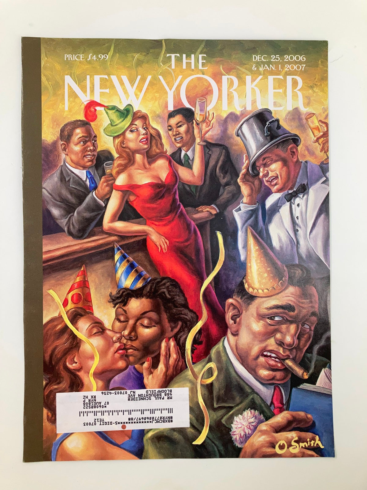 The New Yorker Cover December 25, 2006 'A New Beginning' by Owen Smith, featuring a festive scene with elegantly dressed characters celebrating the holiday season.