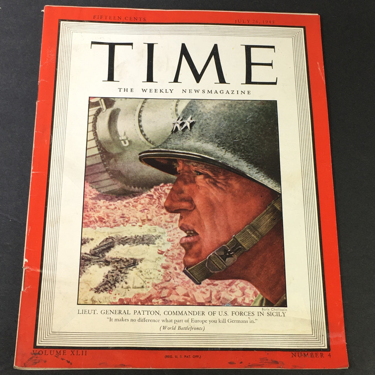 Cover of Time Magazine, Vol. 42, No. 4, July 26, 1943, featuring Lieutenant General George S. Patton.