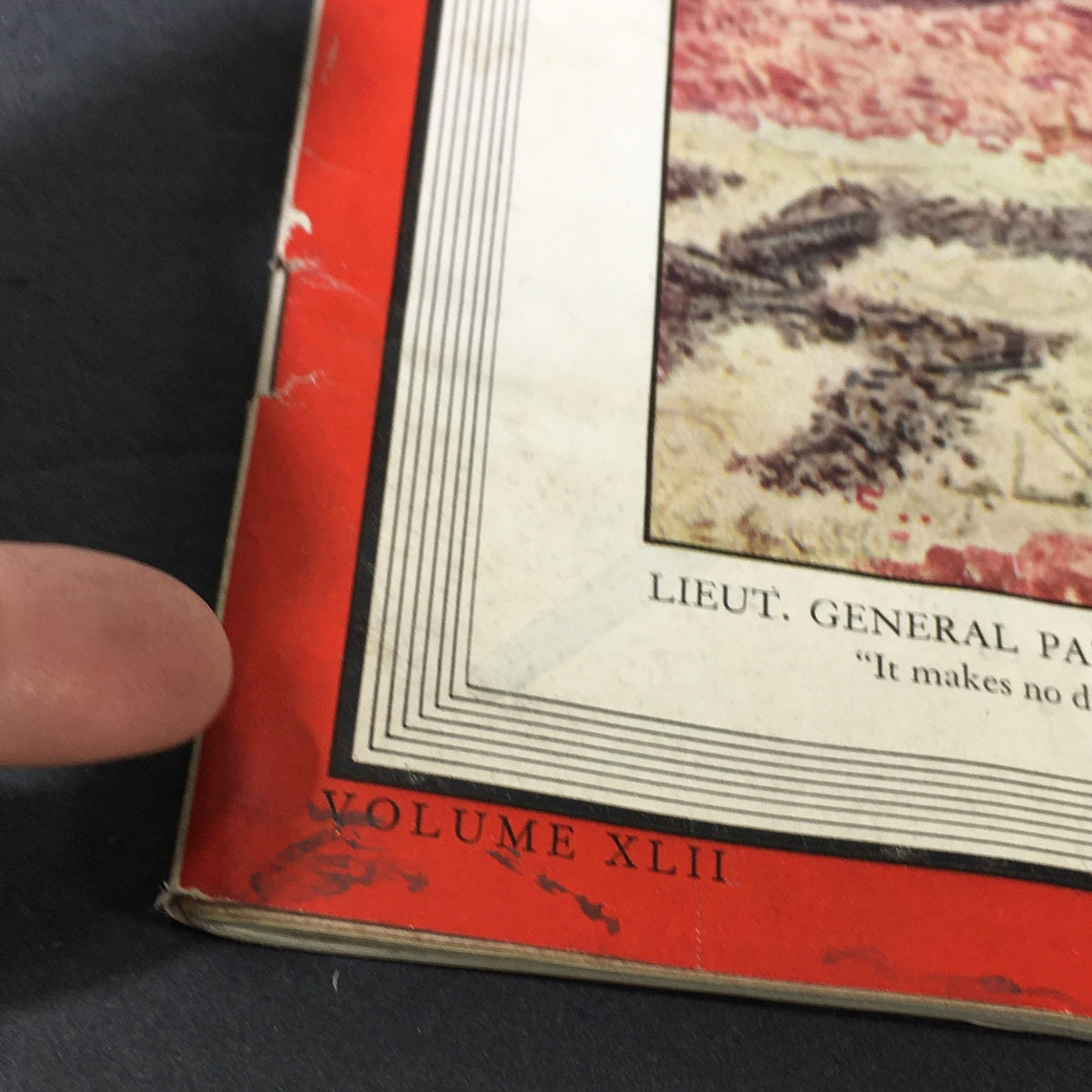 Close-up view of the cover of VTG Time Magazine Vol. 42 #4 July 26 1943 featuring Lieutenant General George S. Patton, highlighting its vintage condition with visible wear.