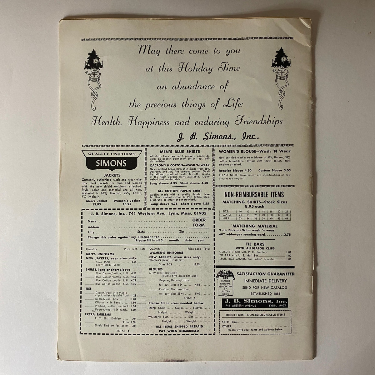Vintage Union Postal Clerk Journal from December 1966 featuring an advertisement on its reverse side, capturing a slice of postal history.