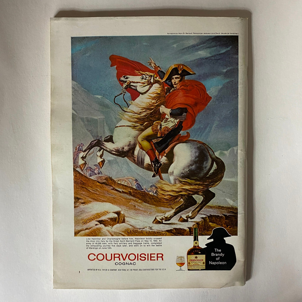 Advertisement for Courvoisier Cognac from The New Yorker Full Magazine September 13 1969, depicting a historical figure on horseback against a vibrant background.