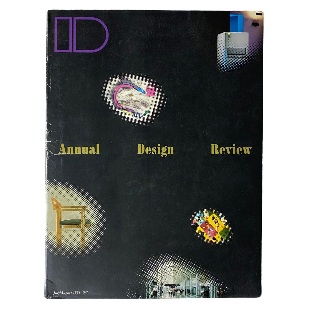 Cover of VTG I.D. Magazine July - August 1988 Annual Design Review featuring artistic design elements and notable images related to design and architecture.