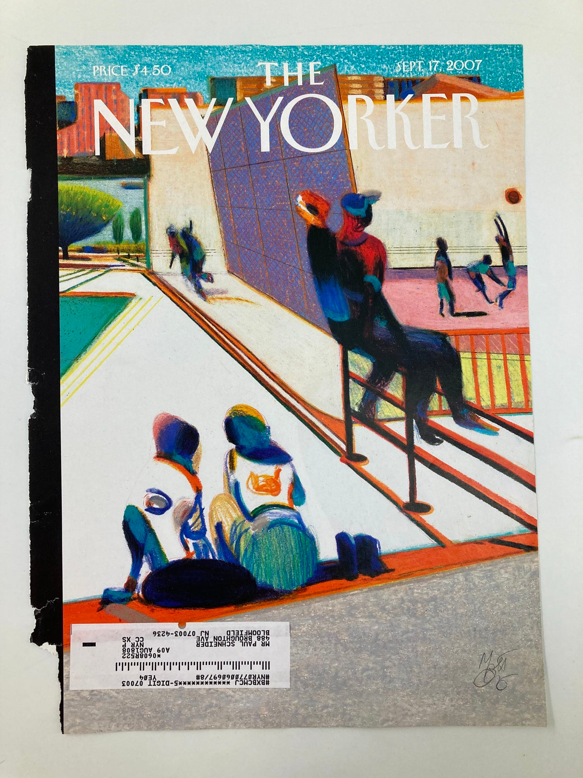 Cover of The New Yorker September 17 2007 Playground by Lorenzo Mattotti, showcasing an artistic representation of children enjoying a playground, with vivid colors and engaging scenes.
