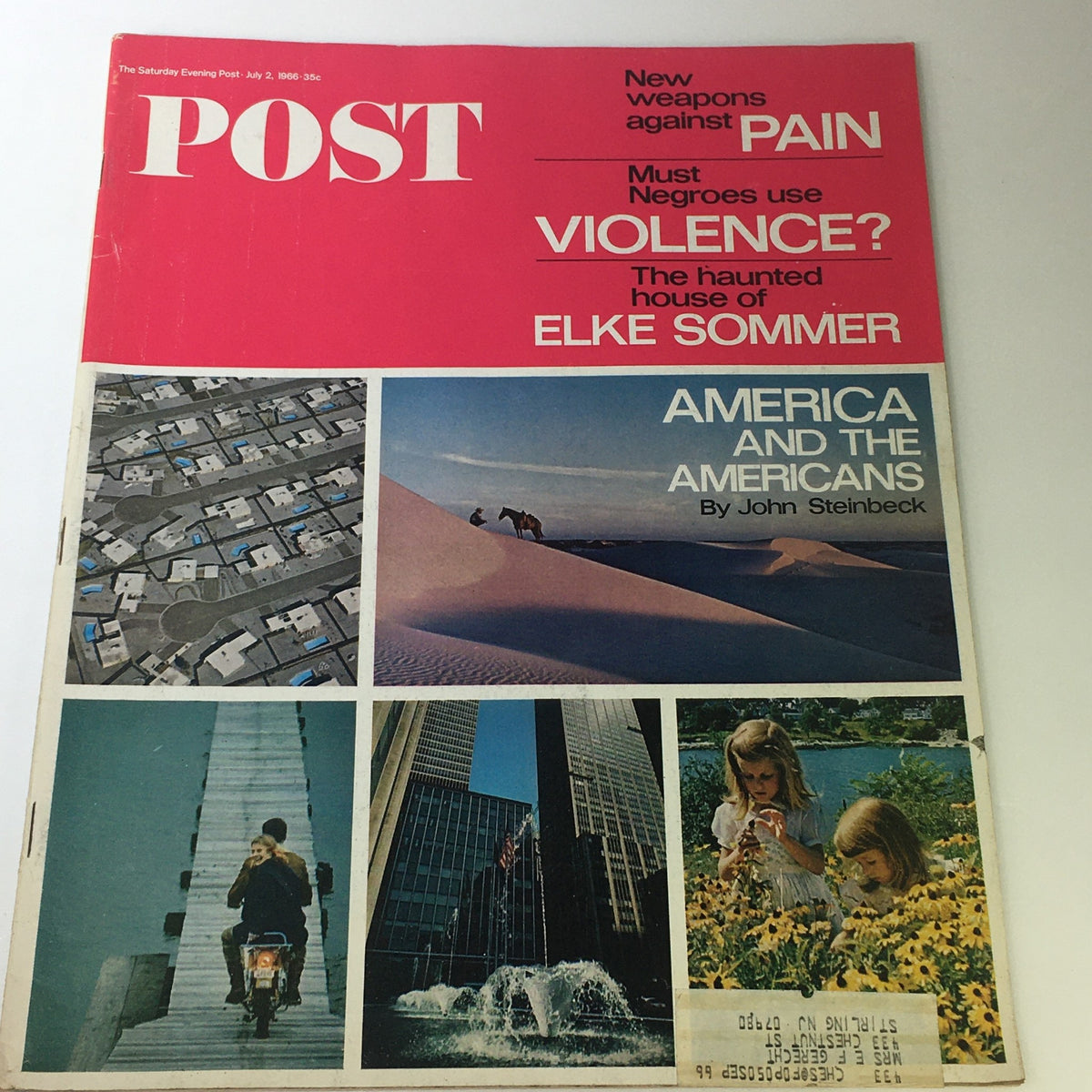 Cover of the July 2, 1966 issue of The Saturday Evening Post featuring the headline 'The Haunted House of Elke Sommer' along with various visual elements including a collage of images reflecting cultural themes.