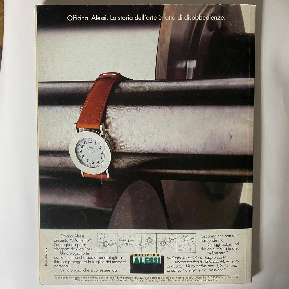 Sports Illustrated Magazine Winter 2007 showcasing a minimalist Officina Alessi watch on a metal surface, highlighting timeless design and craftsmanship.