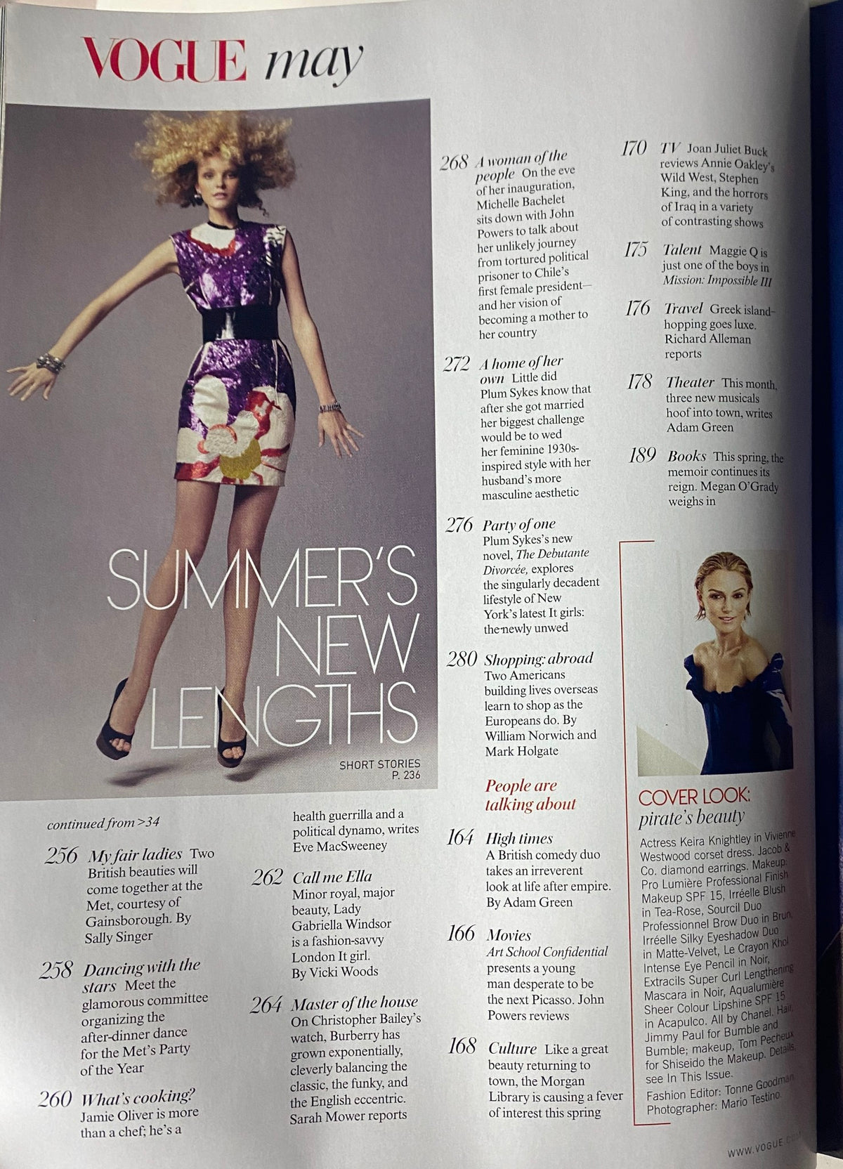 Inside of Vogue Magazine May 2006, presenting 'Summer's New Lengths' article with fashion illustrations, emphasizing the latest trends in clothing styles.