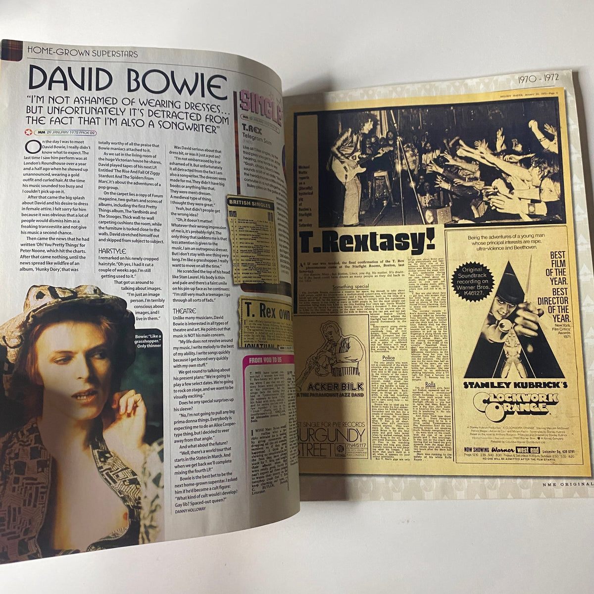 Uncut Magazine Presents NME Originals Vol 1 Issue 15 featuring David Bowie, includes a discussion on his songwriting and glam rock influences, alongside archival photos and articles.