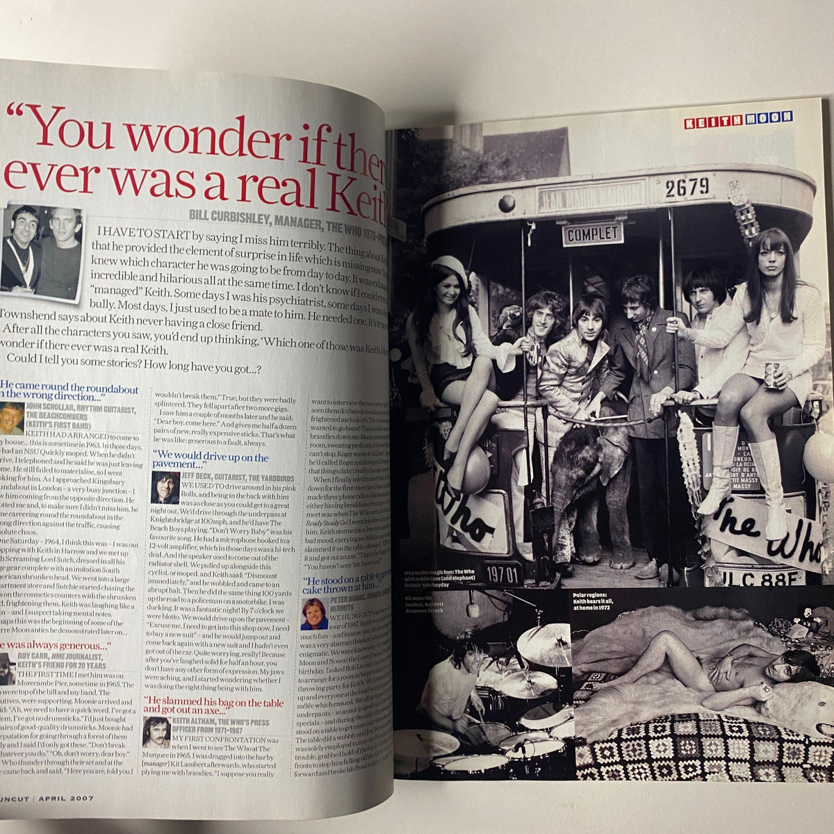 Article spread in Uncut UK Magazine April 2007 exploring the legacy of The Who with quotes and insights into their history, highlighting key moments and photographs from their career.