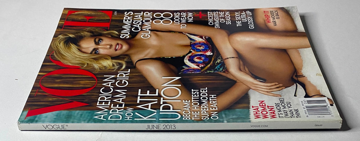 Another view of the June 2013 Vogue Magazine featuring Kate Upton on the cover, titled 'Vogue Magazine – June 2013 | Kate Upton Cover No Label VG'. This photo captures the vibrant summer fashion and allure of the cover model.