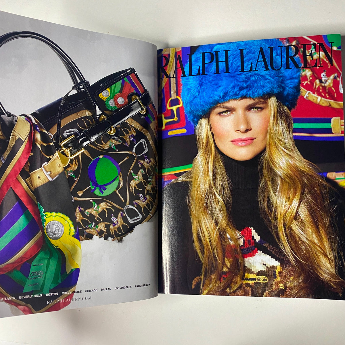Advert for Ralph Lauren featuring a model in colorful attire, featured in Vogue Magazine December 2008, emphasizing luxury fashion.