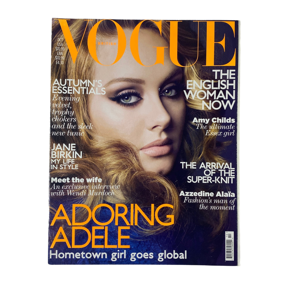 Cover of Vogue British Magazine October 2011 featuring Adele, highlighting fashion and beauty content.