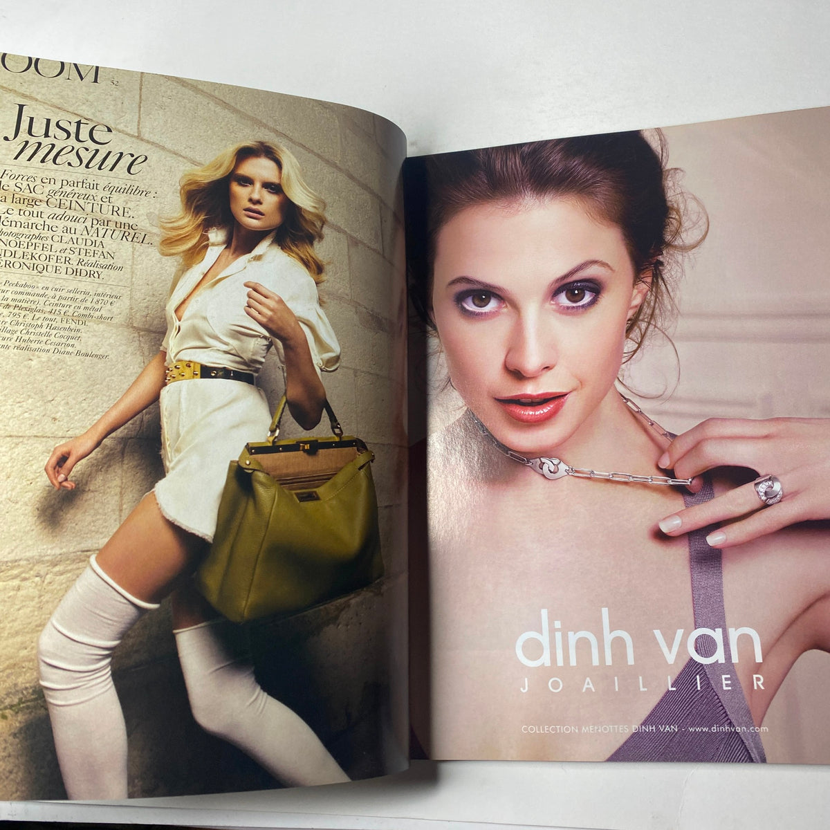 Fashion editorial from Vogue Paris Magazine June - July 2010 No. 908 featuring a model in a stylish outfit showcasing chic summer fashion under the section 'Juste Mesure'. This issue features Kate Moss on the cover, emphasizing contemporary elegance and haute couture.