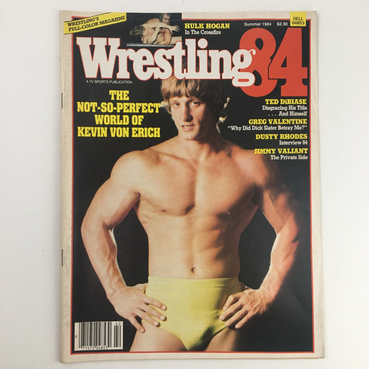 Cover of Wrestling Magazine Summer 1984 featuring Hulk Hogan, Ted DiBiase and Kevin Von Erich, showcasing a vibrant issue focused on legendary wrestling icons.