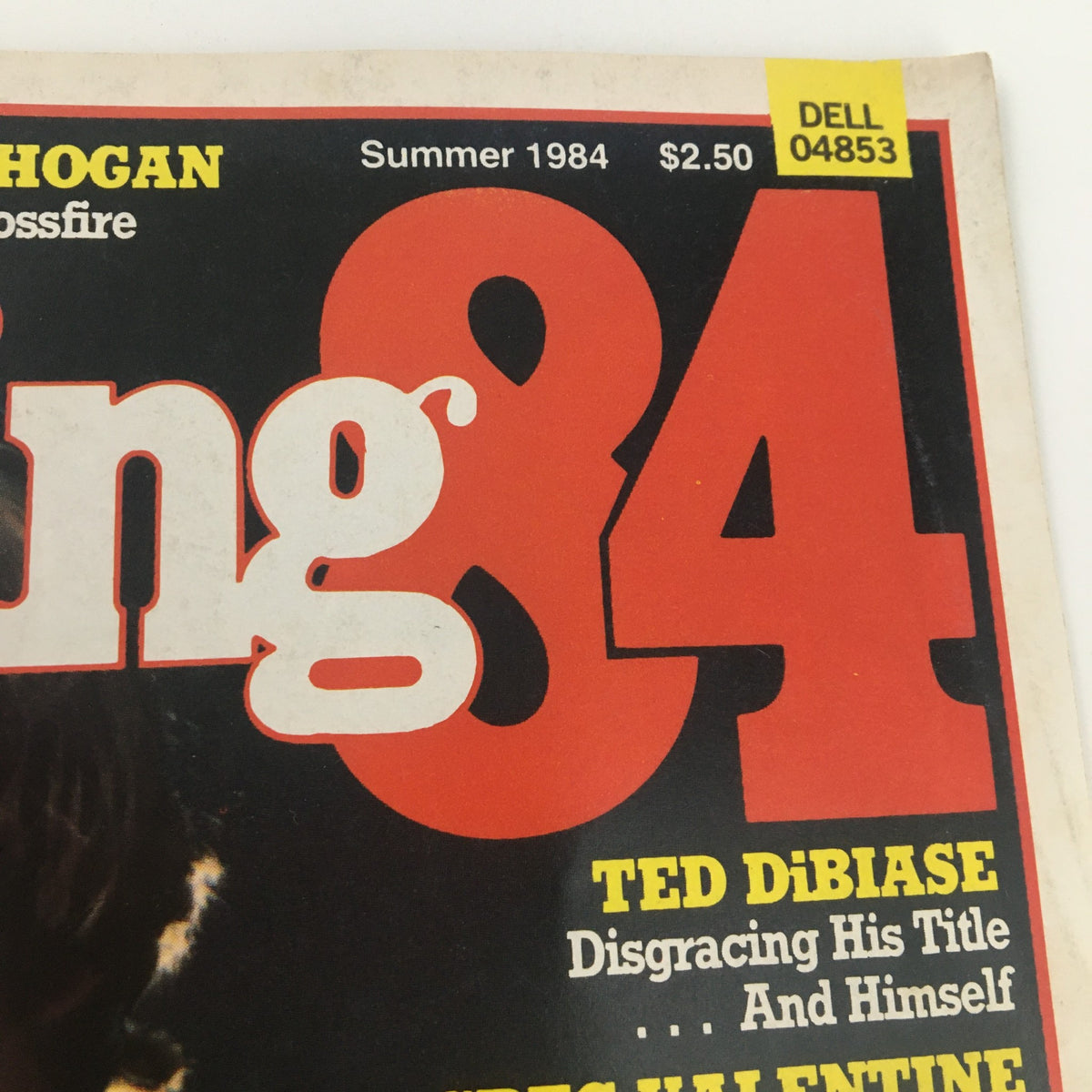 Close-up of the title 'Wrestling 84' from the Summer 1984 issue, highlighting featured wrestlers like Ted DiBiase and mentioning Hulk Hogan.