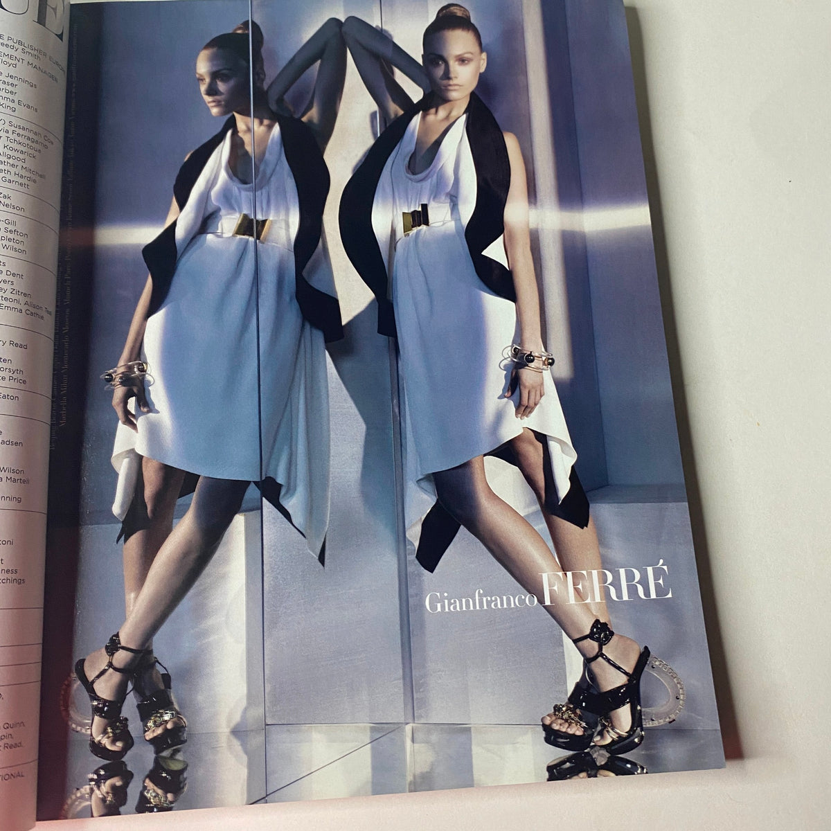 Vogue British Magazine June 2009 fashion editorial showcasing a model in a Gianfranco Ferré design, highlighting stylish dress and accessories.