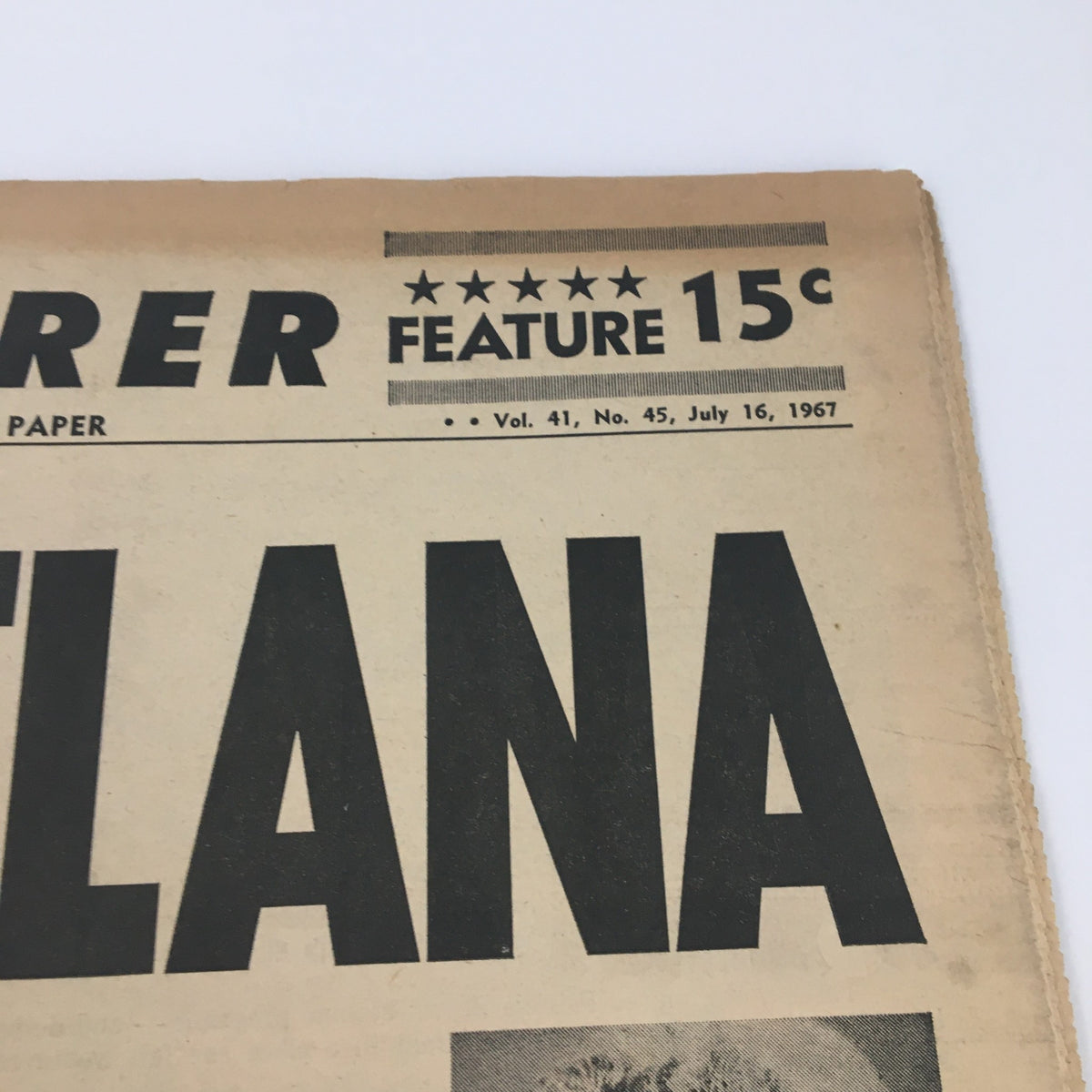 National Enquirer Newspaper July 16 1967 featuring the headline 'Svetlana' showcasing its vintage design and era-specific details.