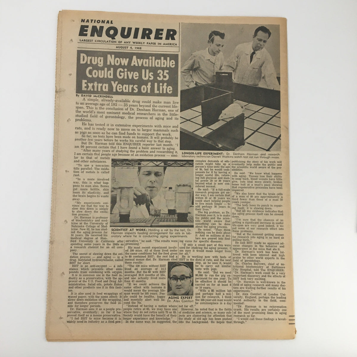 National Enquirer Newspaper August 4 1968 featuring a dramatic story of Ingrid Bergman, showcasing vintage celebrity news and unique historical insights.