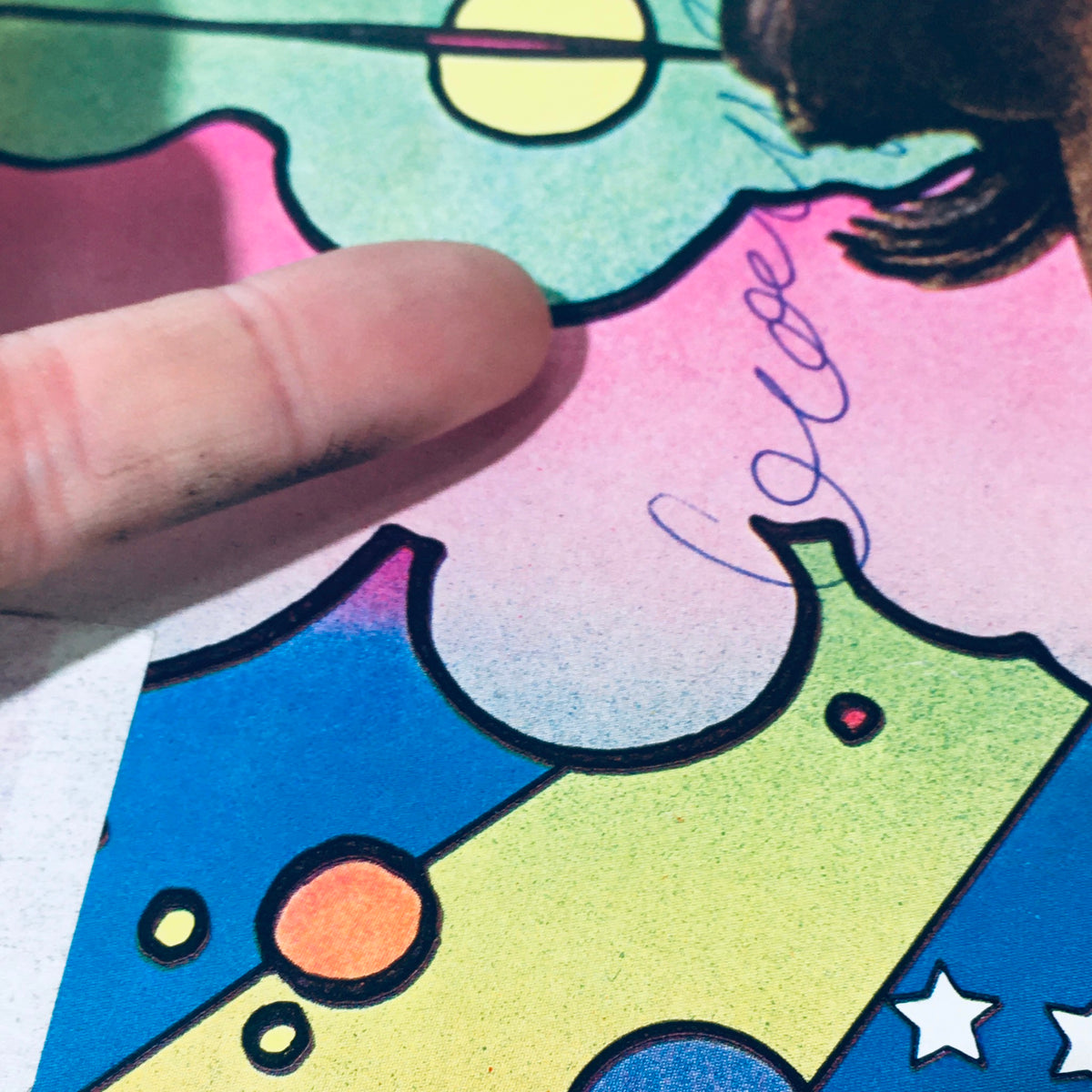 Detailed close-up of the Life Magazine from September 5, 1969 highlighting artistic elements around Peter Max's portrait, showcasing the unique psychedelic colors and patterns.