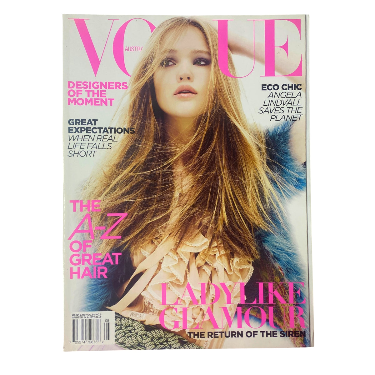 Cover of Vogue Australia Magazine May 2009 featuring Rosie Tupper, showcasing elegant fashion with delicate sophistication in lace and silk styles.
