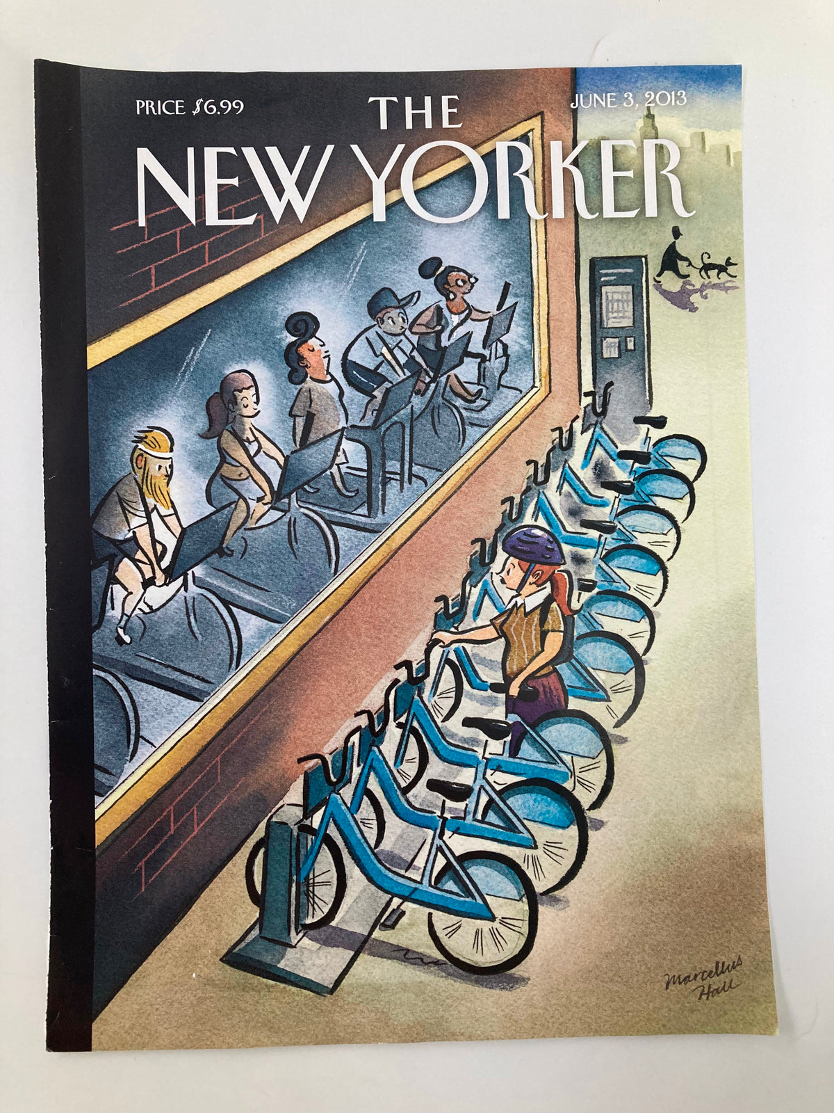 The New Yorker June 3 2013 cover displaying the 'Urban Cycles' artwork by Marcellus Hall, with a vibrant depiction of a streetscape filled with bicycles and cyclists.
