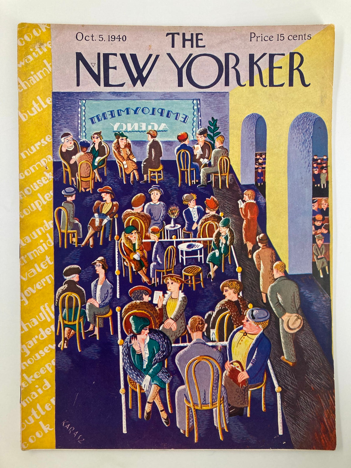 The New Yorker Magazine October 5 1940 Employment Agency by Ilonka Karasz