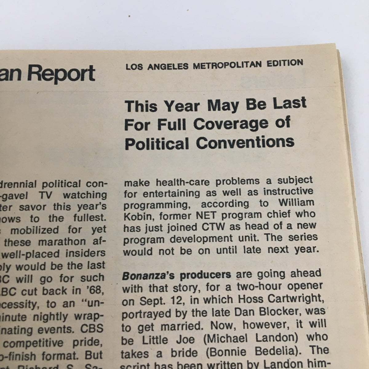 Article page from TV Guide Magazine July 15 1972 discussing full coverage of political conventions, representing the informative content of that era.