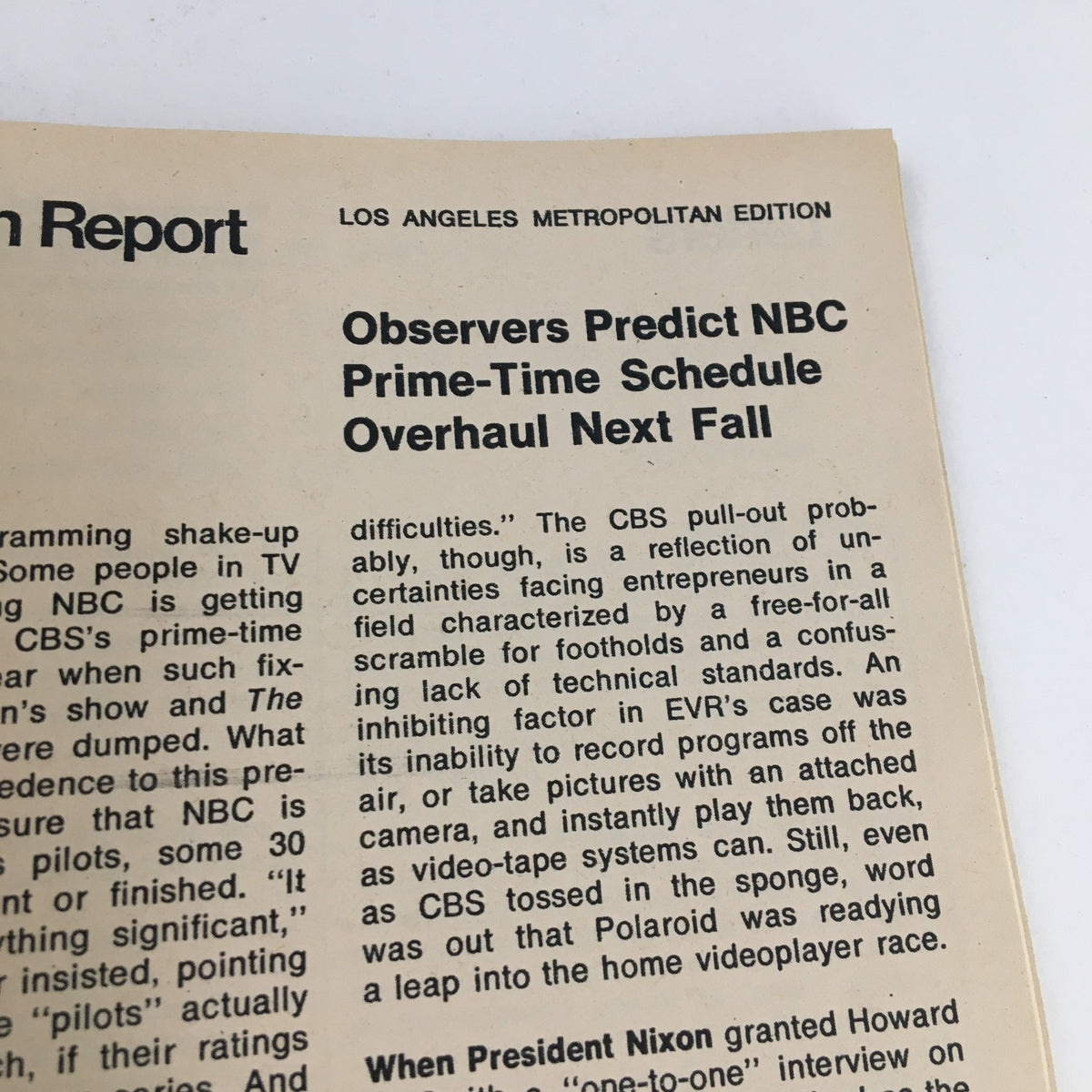 Page from TV Guide Magazine January 8 1972 focusing on the Television report section, discussing NBC's prime-time schedule changes.
