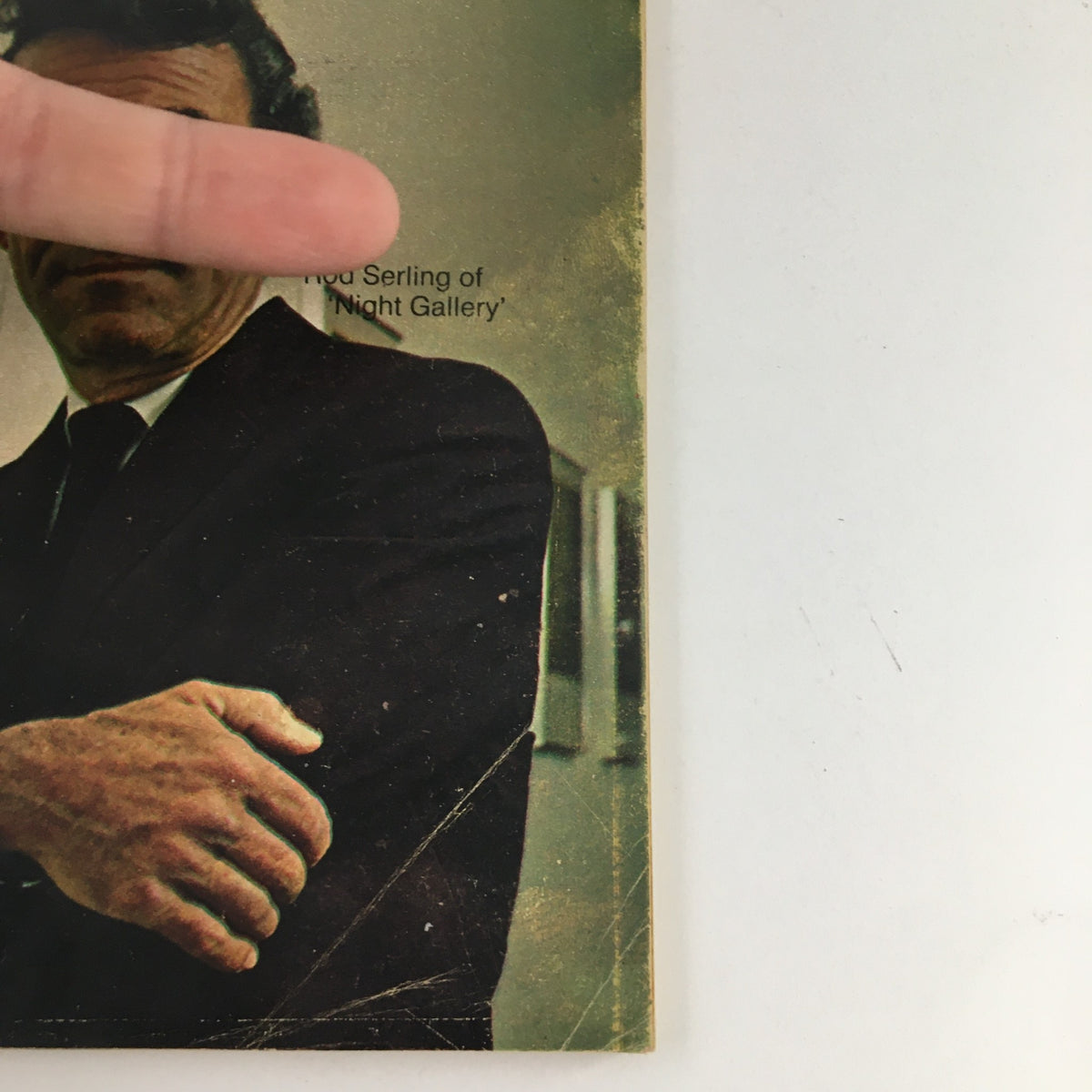 Close-up of the TV Guide Magazine cover from June 3, 1972 with Rod Serling of Night Gallery. The image details Serling's portrait with a focus on his confident pose.